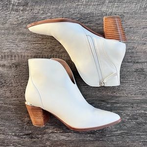 Paolo White Ankle Boots with Brown Heel
